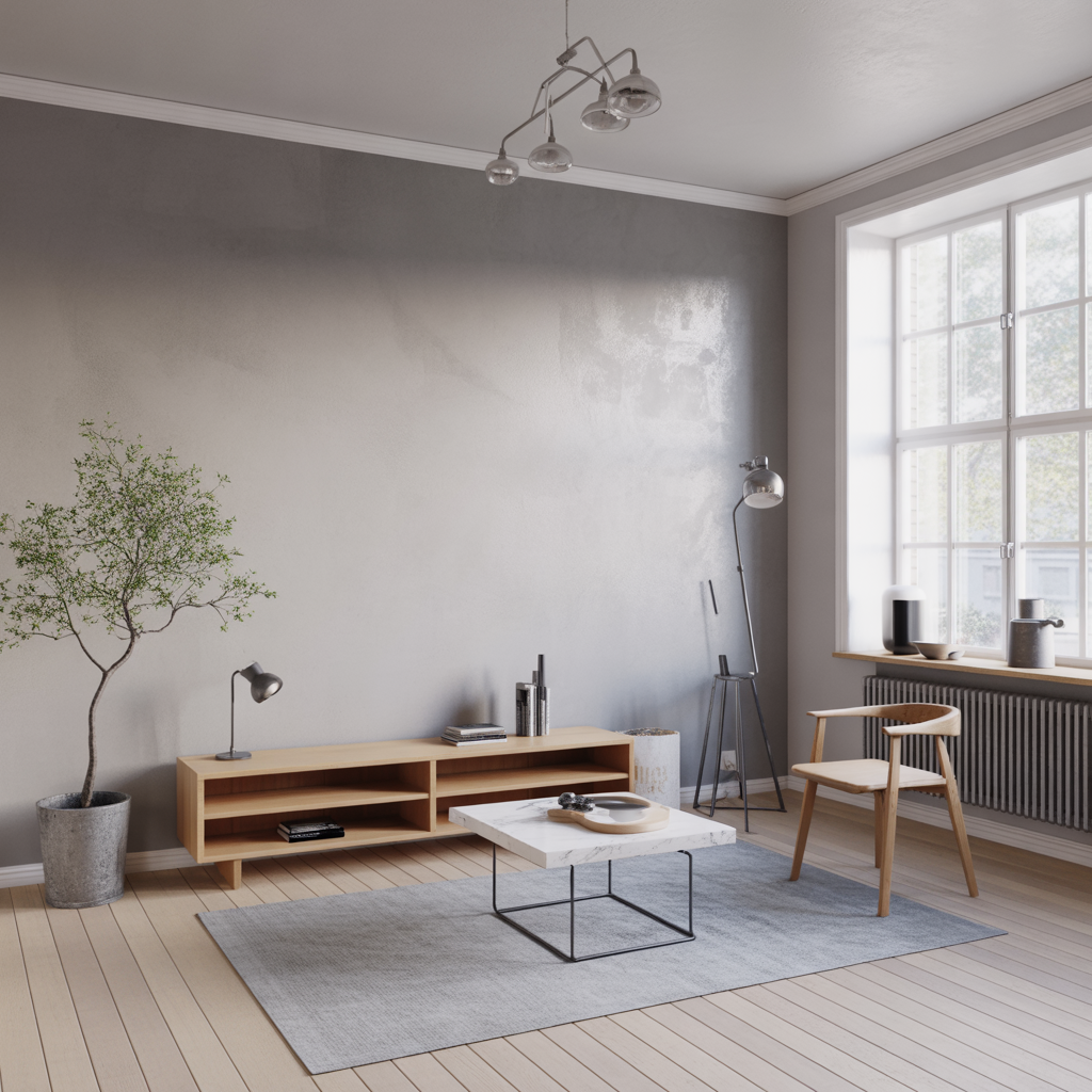 2.Sa malar du en betongvagg for att forstarka den industriella stilen